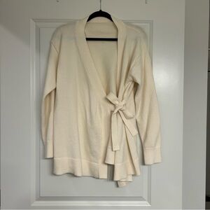 Beige self tie wrap cardigan sweater in size small